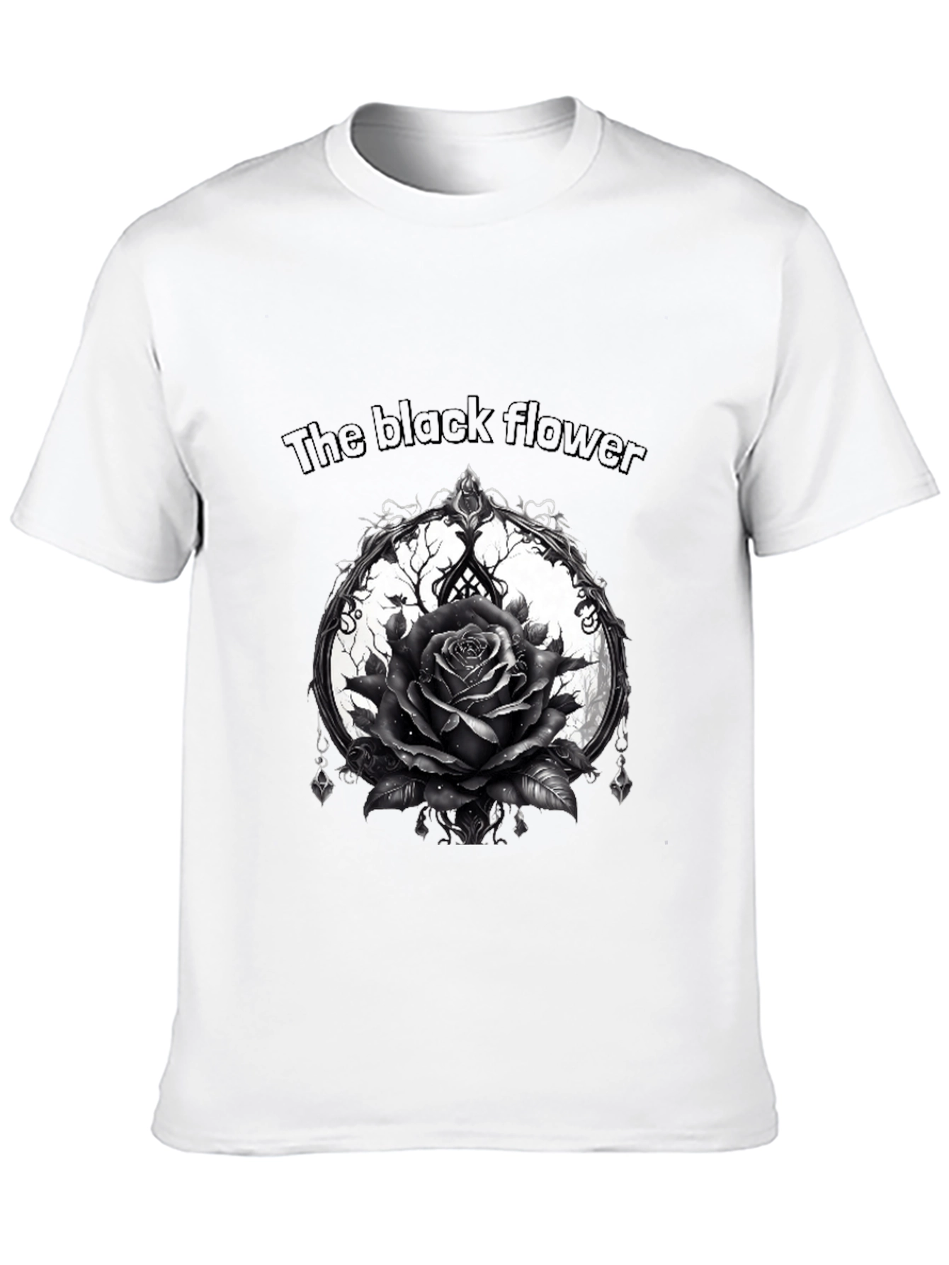 The Black Flower Graphic Tee - Gothic Rose Design