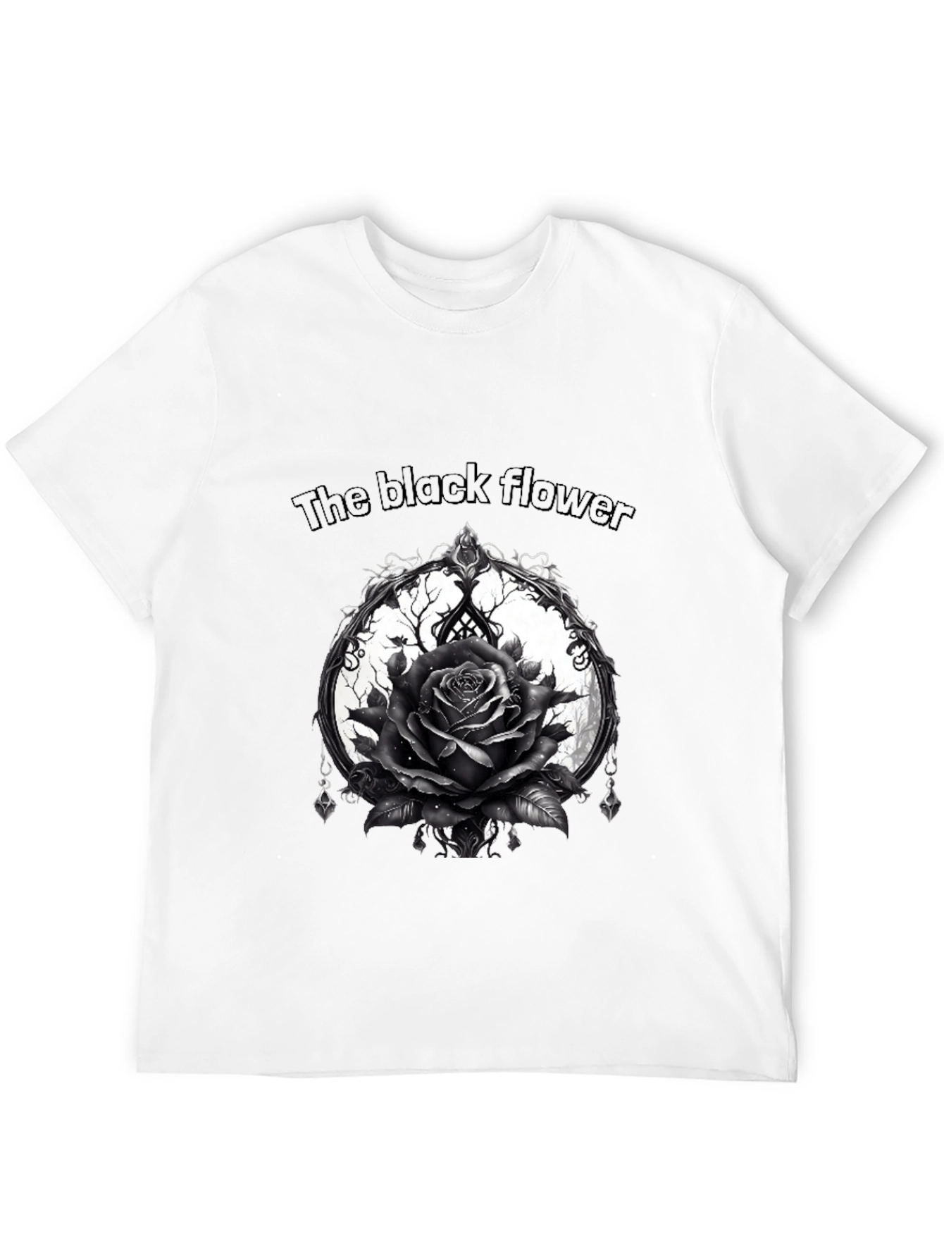 The Black Flower Graphic Tee - Gothic Rose Design