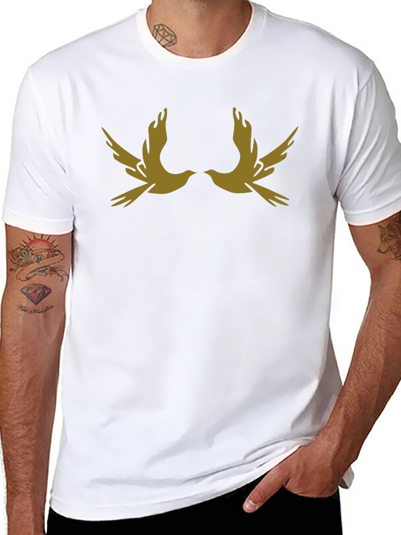 Two Doves Black Graphic Tee - Stylish Casual Wear