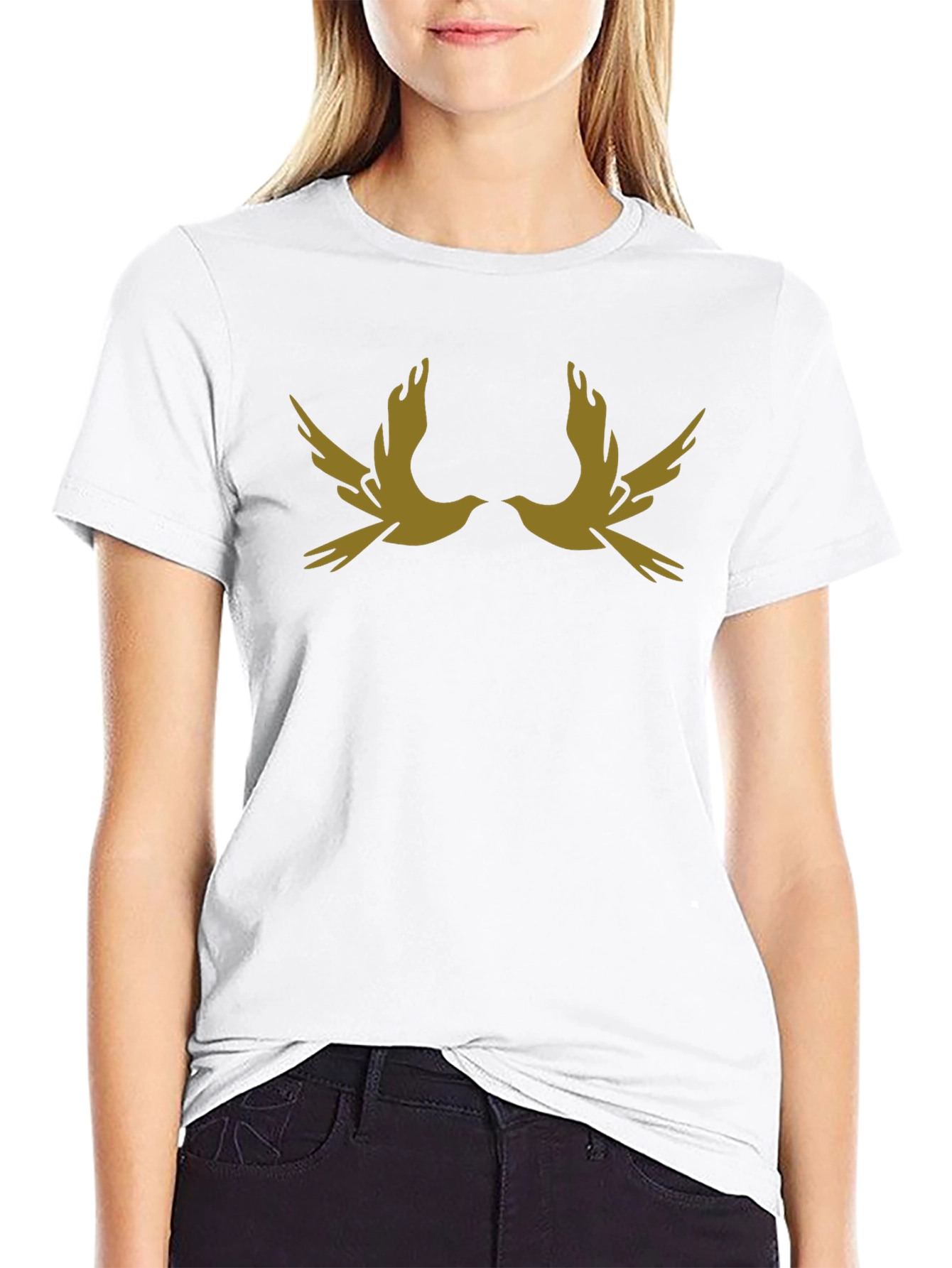 Two Doves Black Graphic Tee - Stylish Casual Wear
