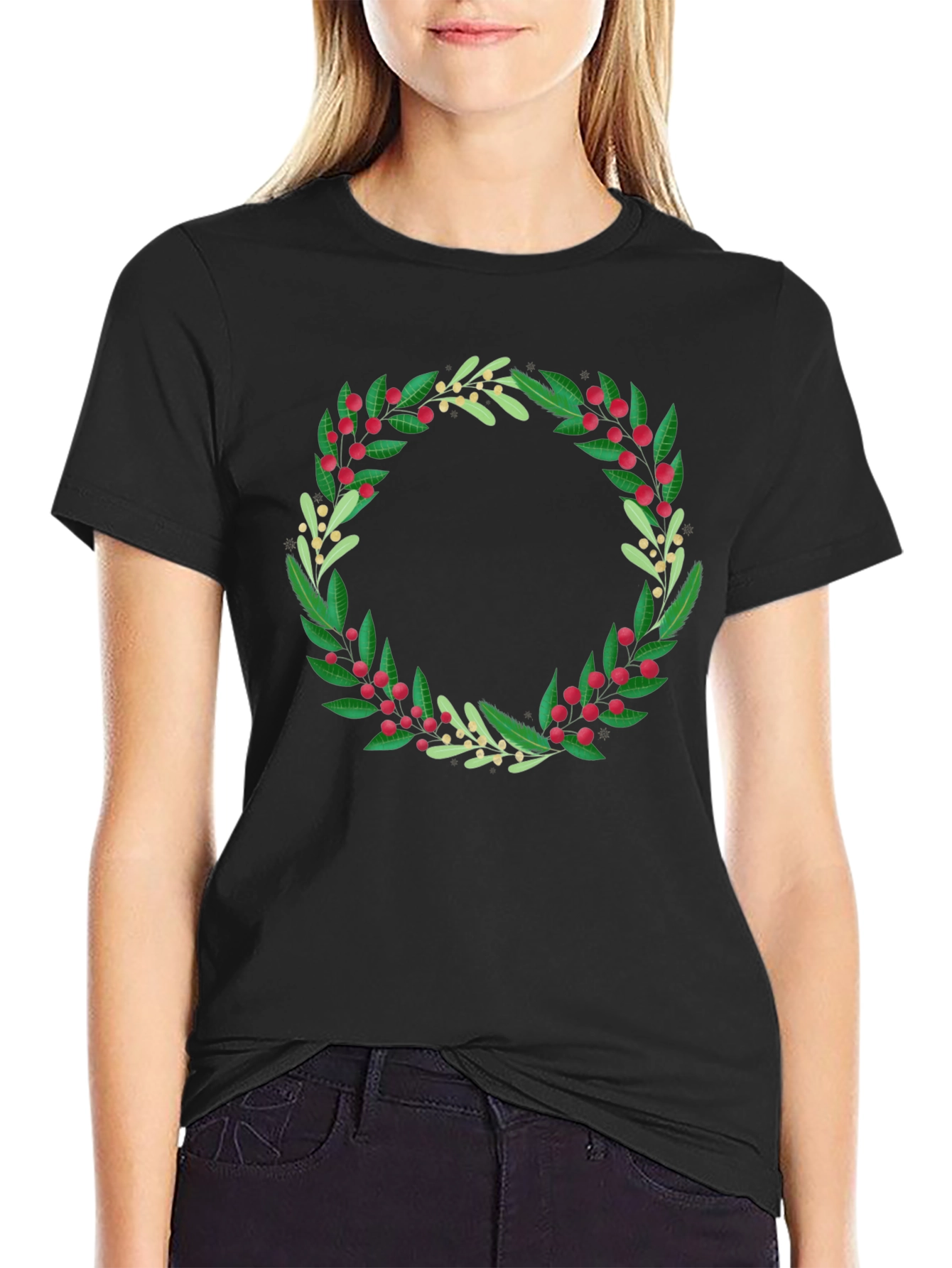 Festive Foliage Wreath Graphic Tee - Unisex