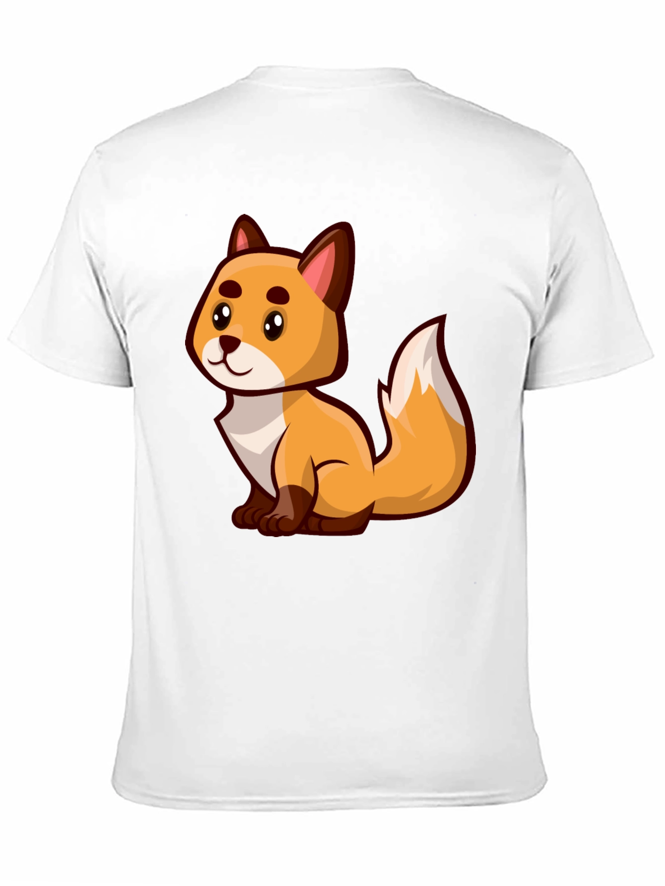 Cartoon Fox Graphic Tee - Black Crew Neck