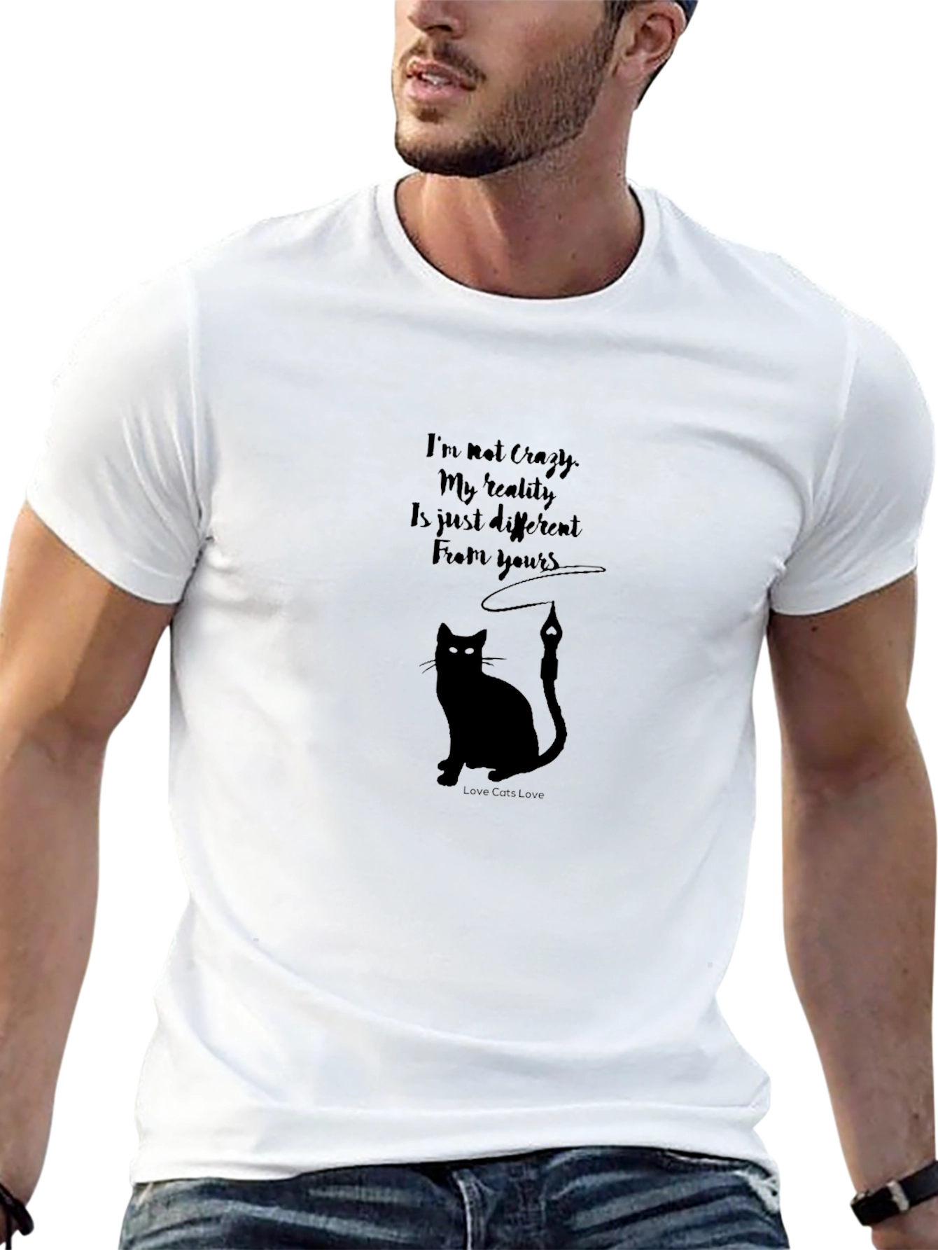 Crazy Cat Lover T-Shirt - Black Crew Neck