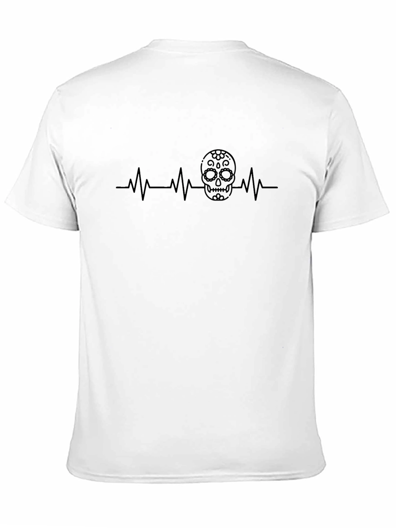 Skull Heartbeat Graphic Tee - Stylish Mens Black T-Shirt