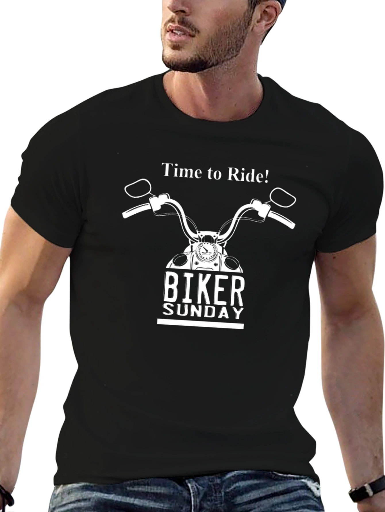 Biker Sunday Black T-Shirt - Time to Ride