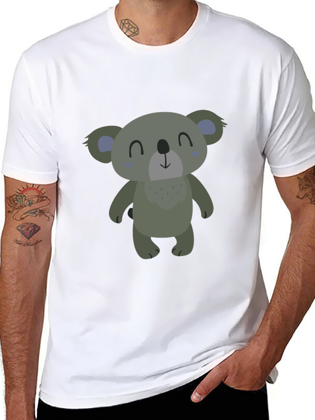 Cute Koala Graphic Black T-Shirt