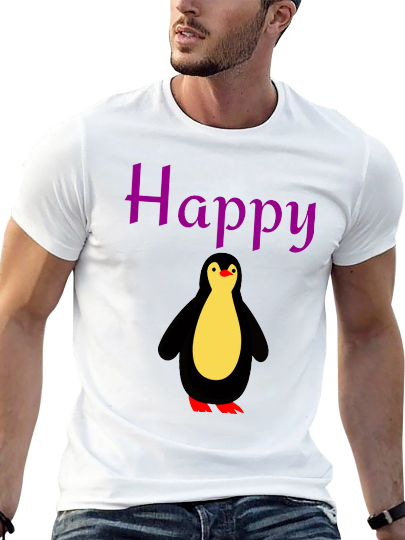Happy Penguin Graphic Tee - Black
