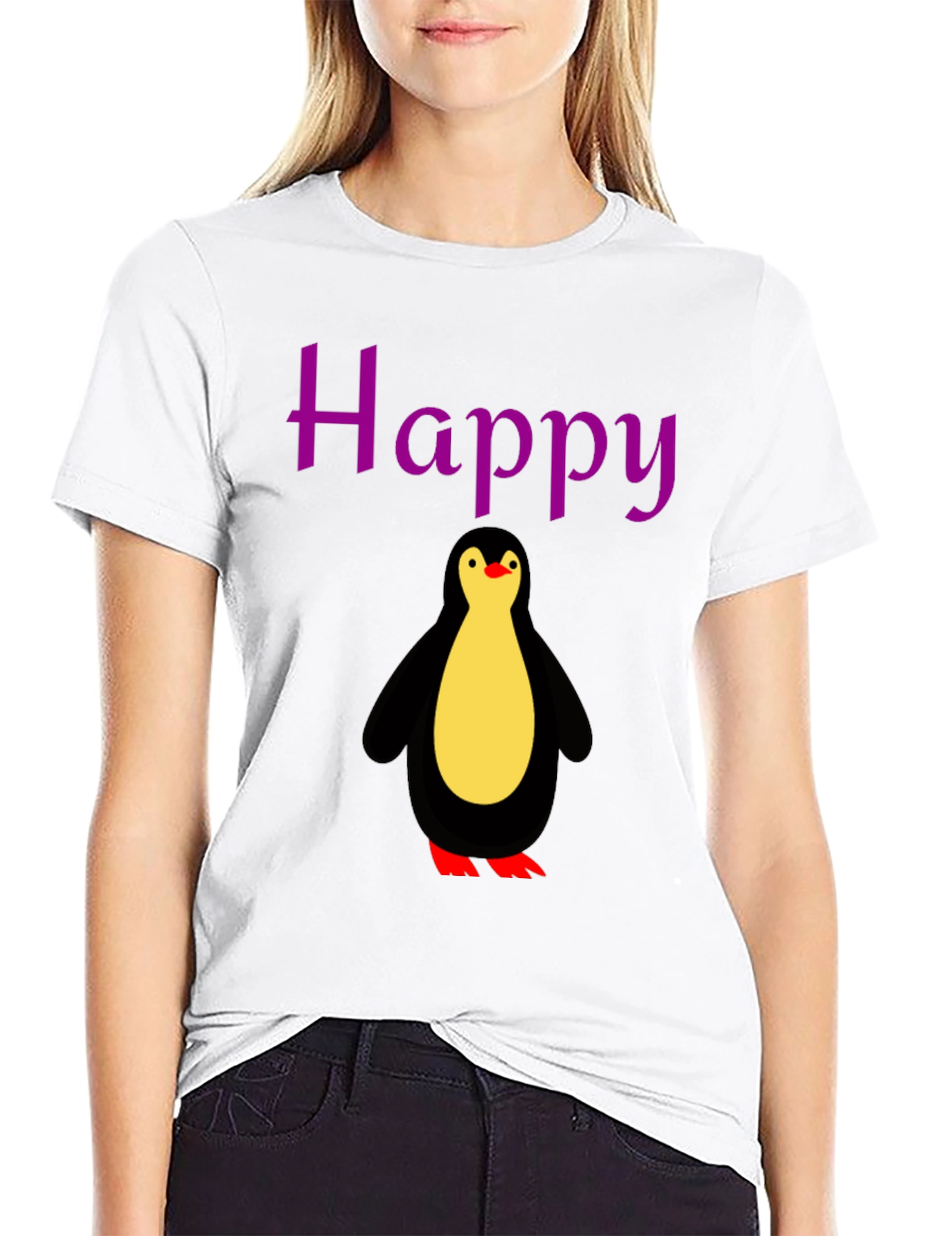 Happy Penguin Graphic Tee - Black