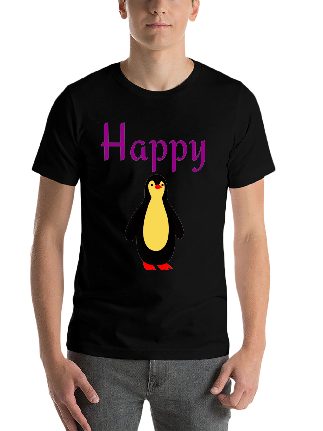 Happy Penguin Graphic Tee - Black