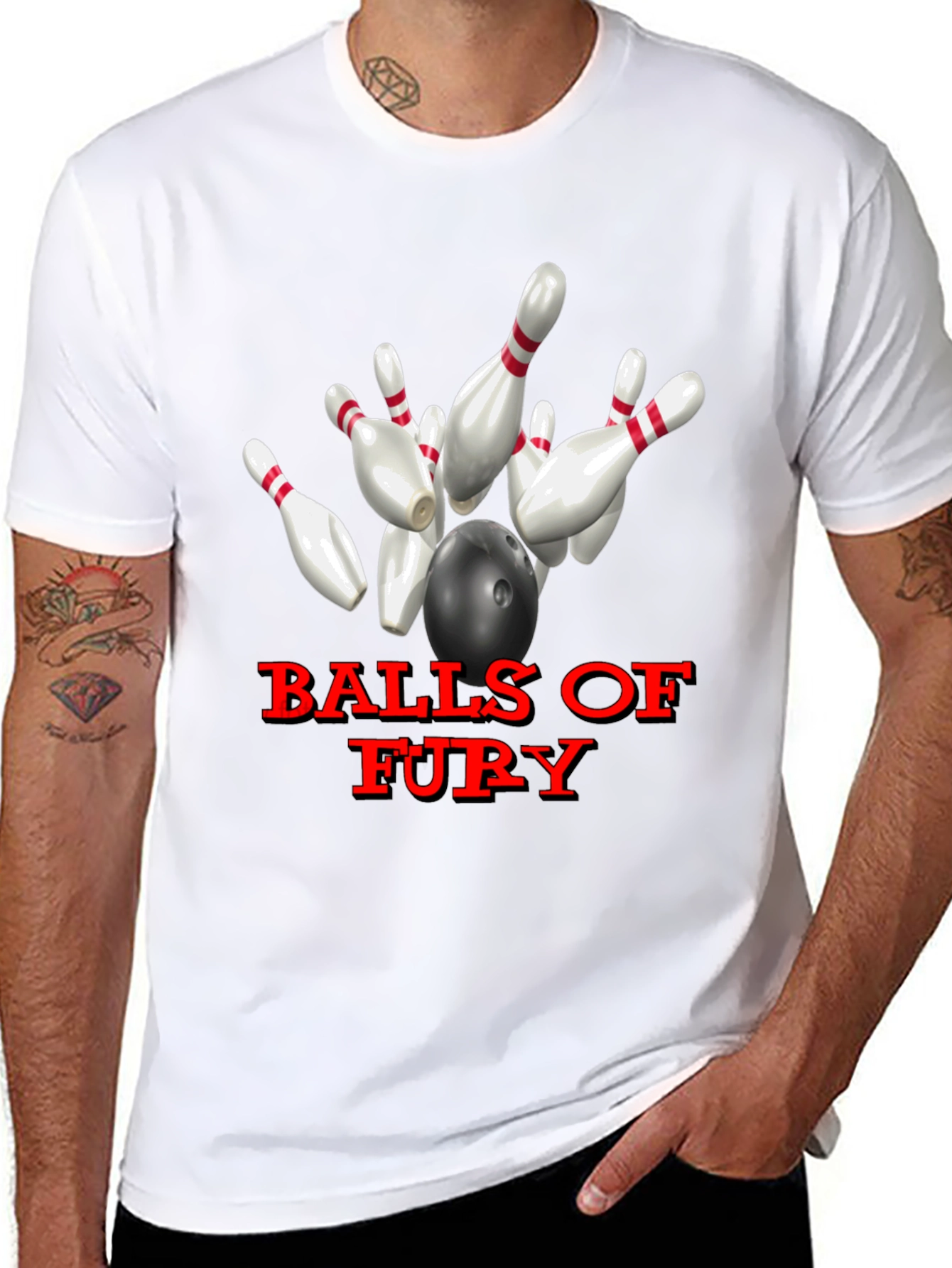 Balls of Fury Bowling T-Shirt - Strike Design