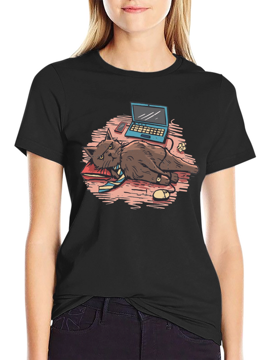 Work From Home Cat Graphic Tee