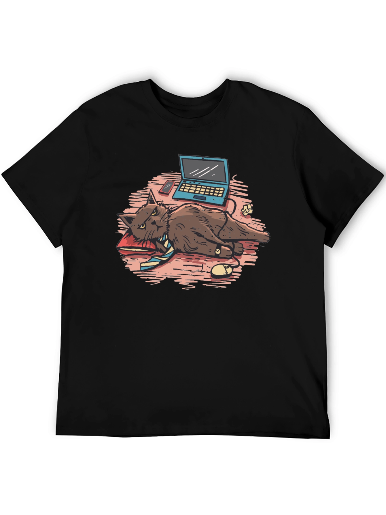 Work From Home Cat Graphic Tee