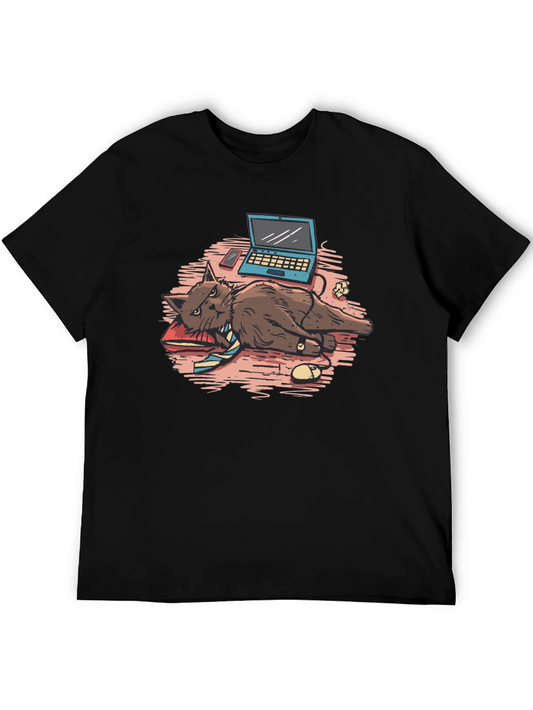 Work From Home Cat Graphic Tee