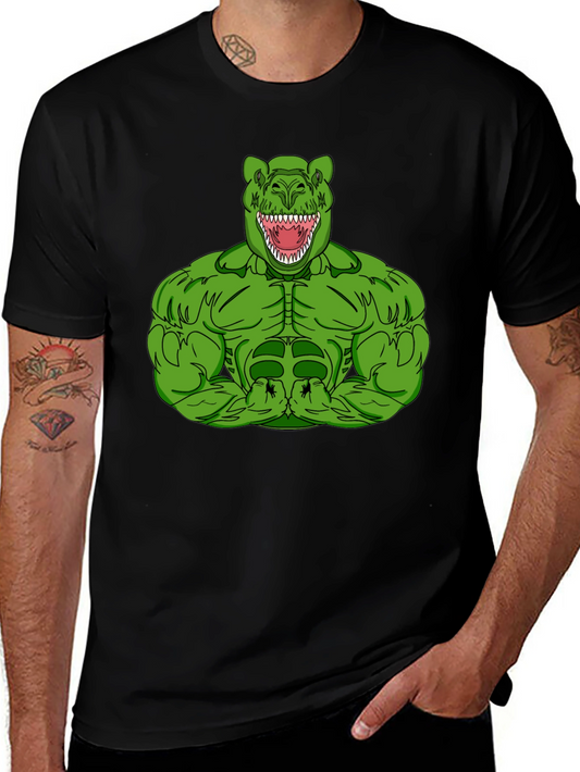 Dino Hulk Black T-Shirt - Graphic Tee for Men