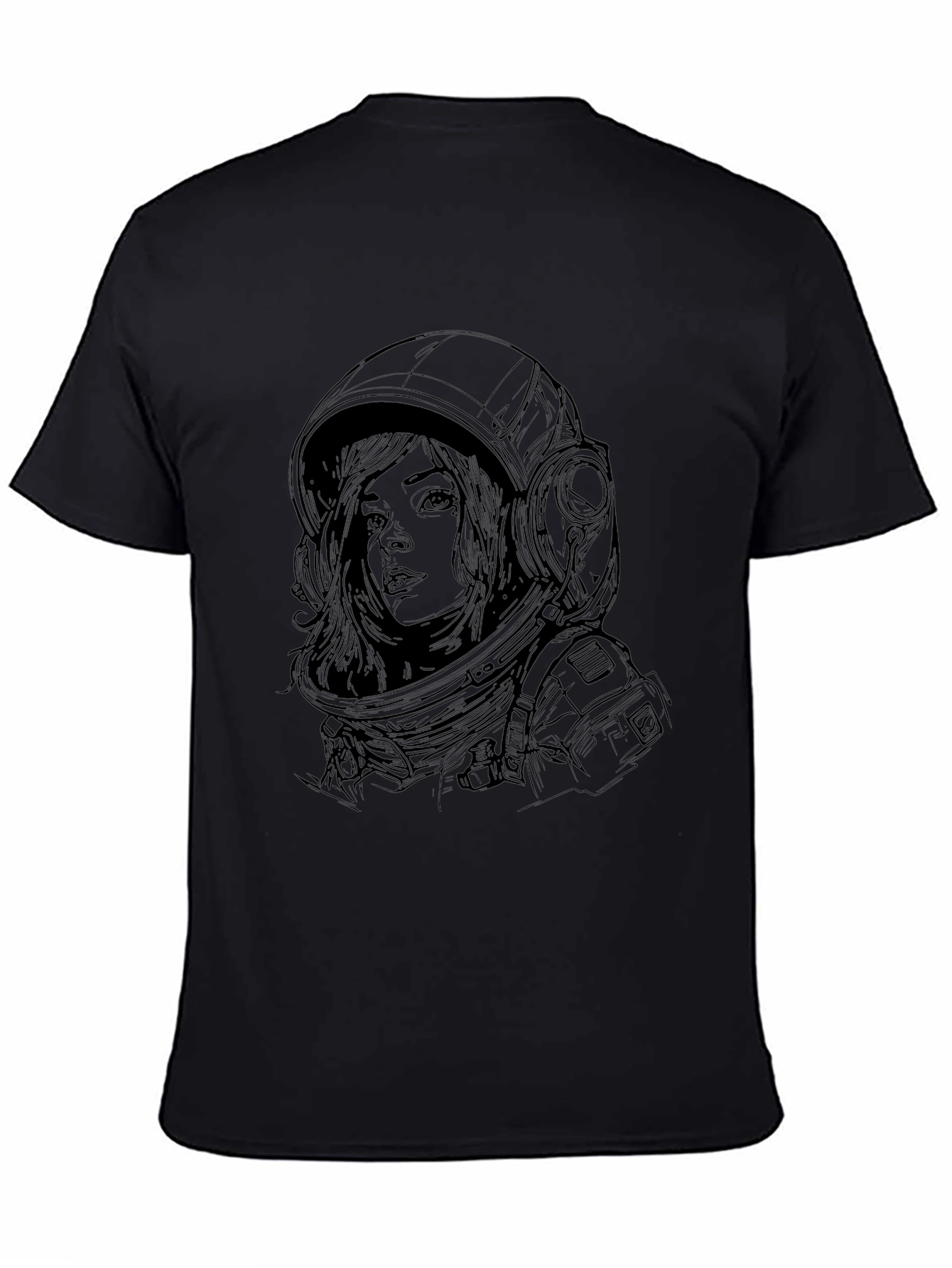 Astronaut Woman Graphic Tee - Premium Black Cotton T-Shirt