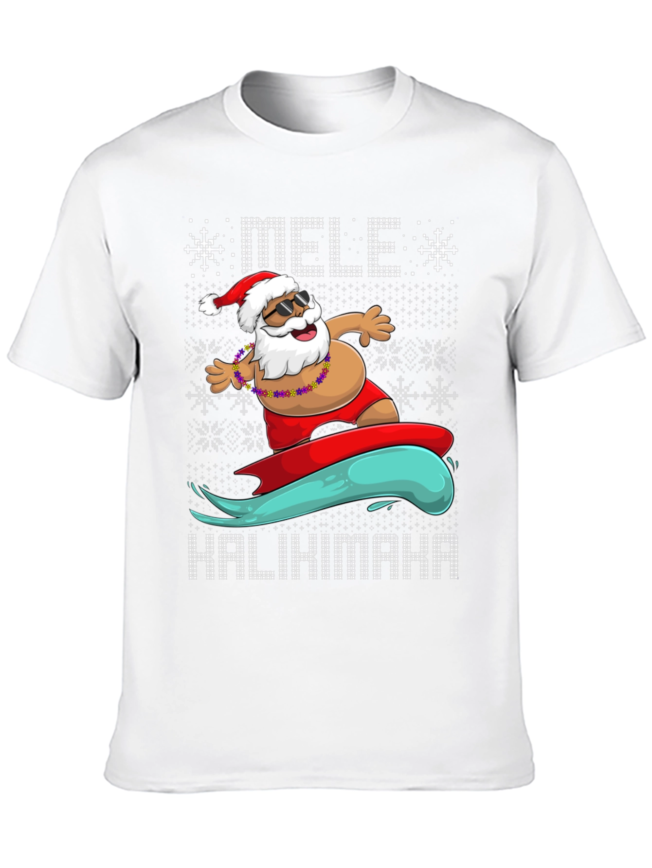 Surfing Santa Mele Kalikimaka Holiday Tee