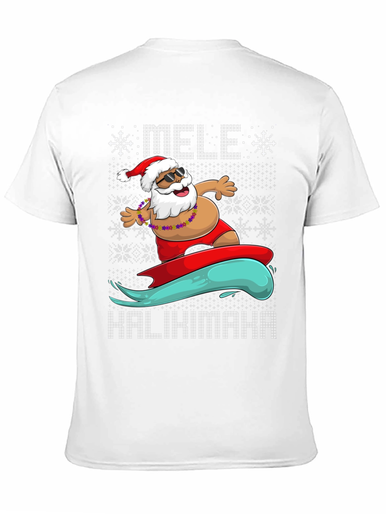 Surfing Santa Mele Kalikimaka Holiday Tee