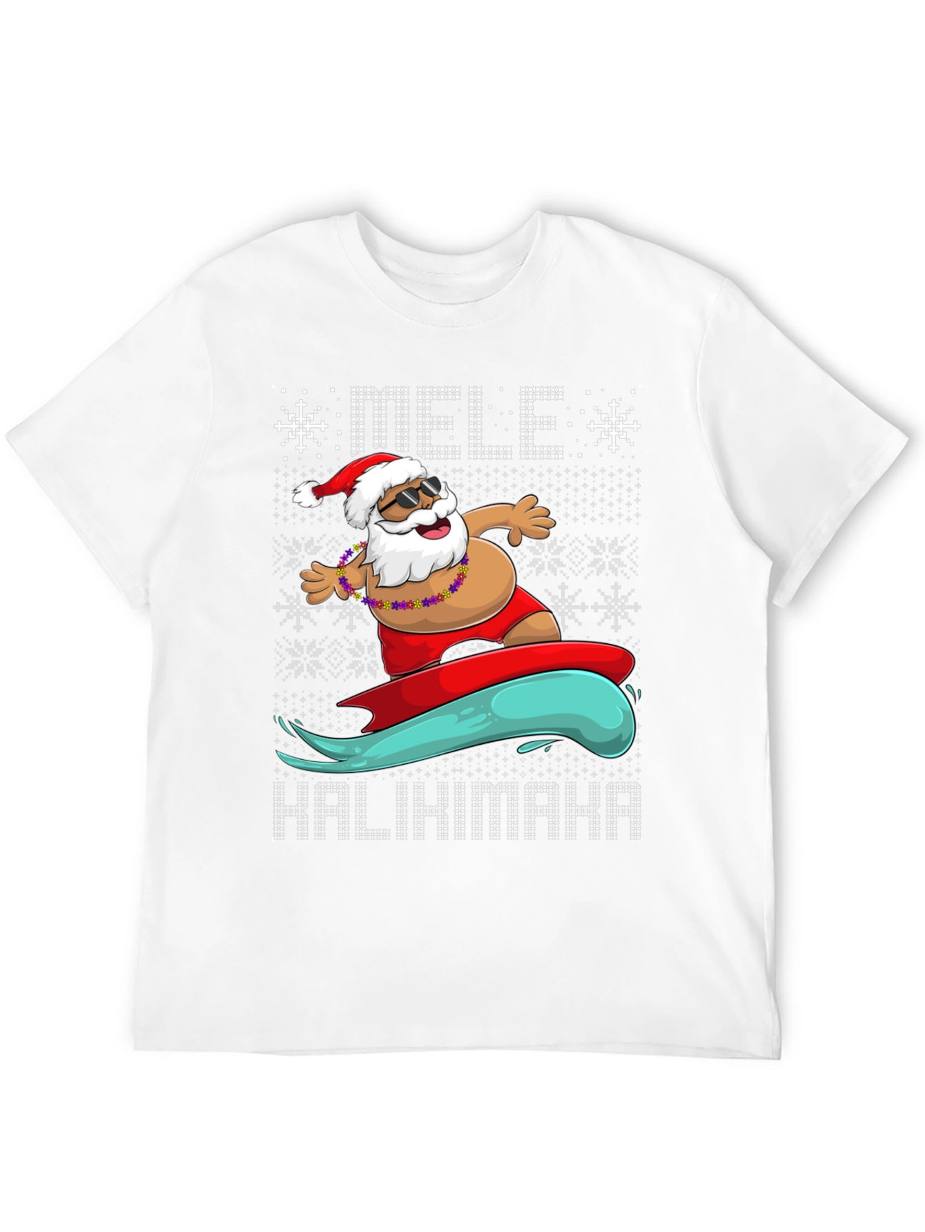 Surfing Santa Mele Kalikimaka Holiday Tee