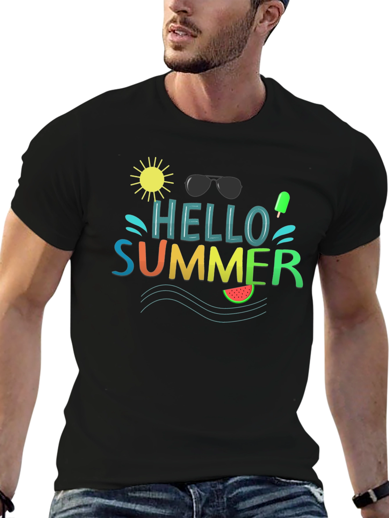 Hello Summer Graphic Tee - Black