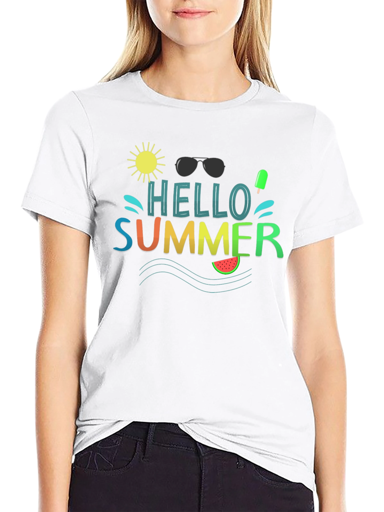 Hello Summer Graphic Tee - Black
