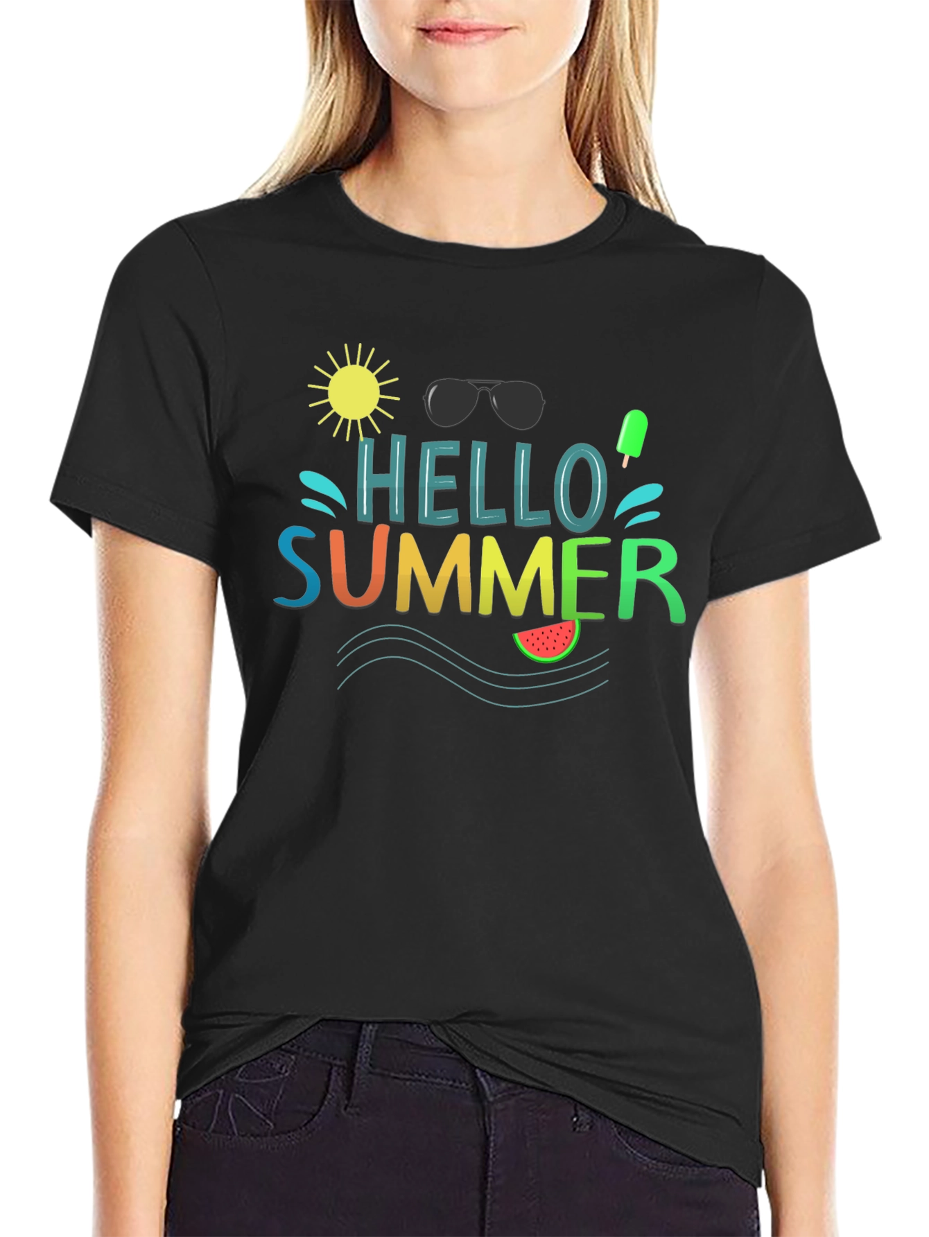 Hello Summer Graphic Tee - Black