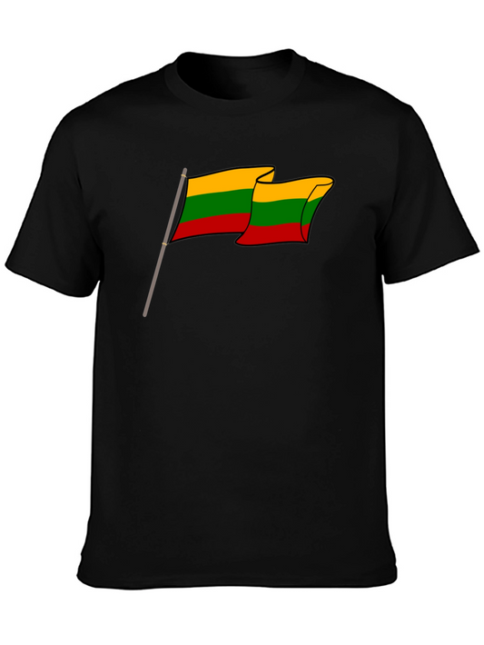 Lithuania Flag T-Shirt - Black Crew Neck Tee