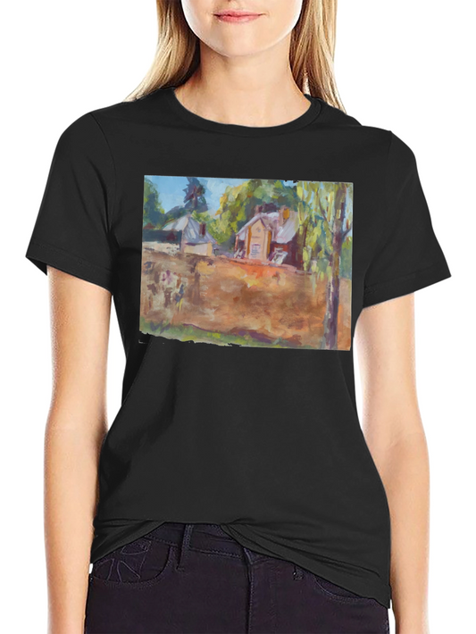 Artistic Landscape Print Black T-Shirt