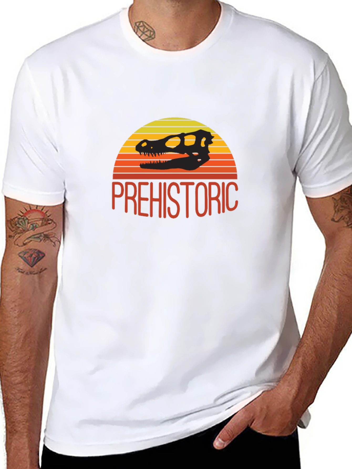 Prehistoric Dinosaur Skull Sunset T-Shirt