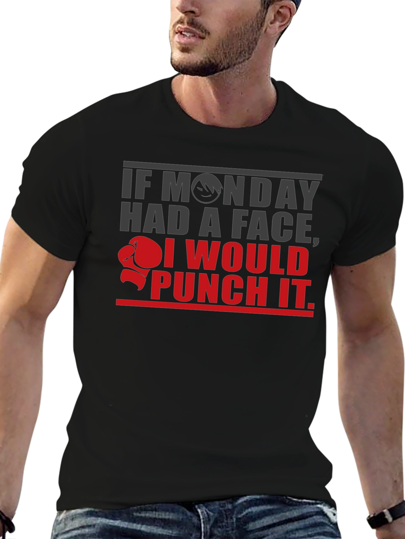 Monday Face Punch T-Shirt - Funny Graphic Tee