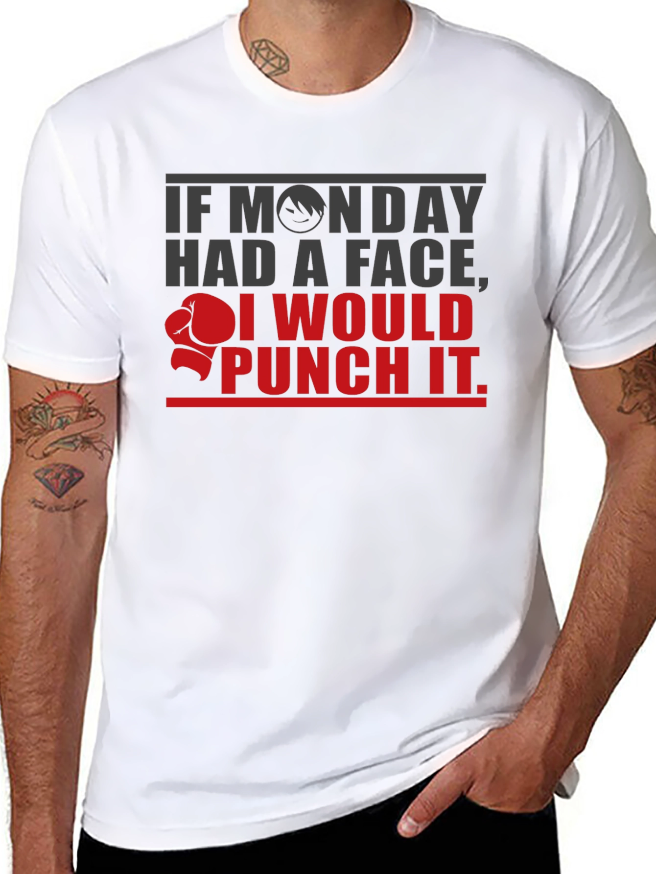 Monday Face Punch T-Shirt - Funny Graphic Tee