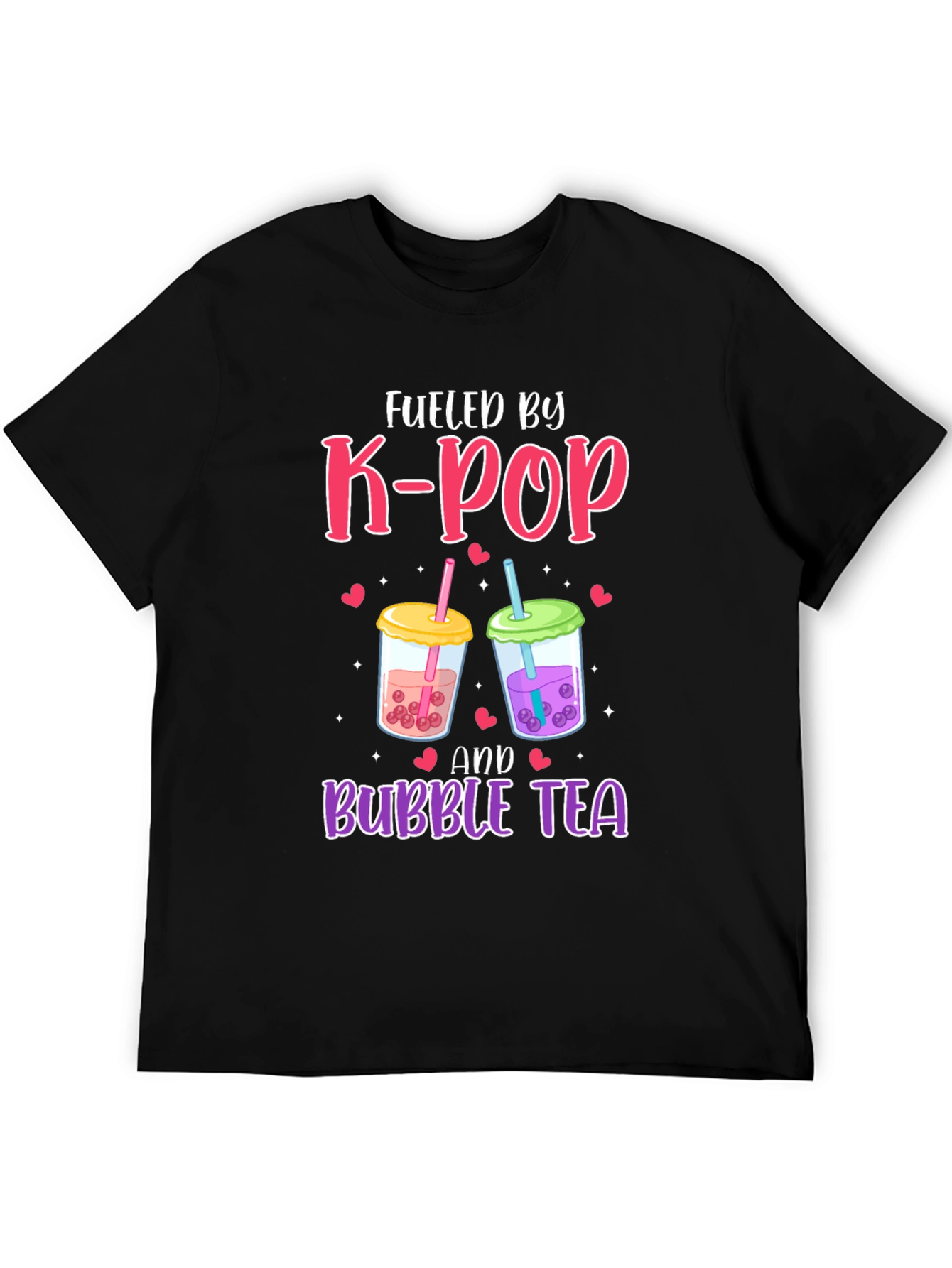 Fueled By K-Pop and Bubble Tea Black T-Shirt