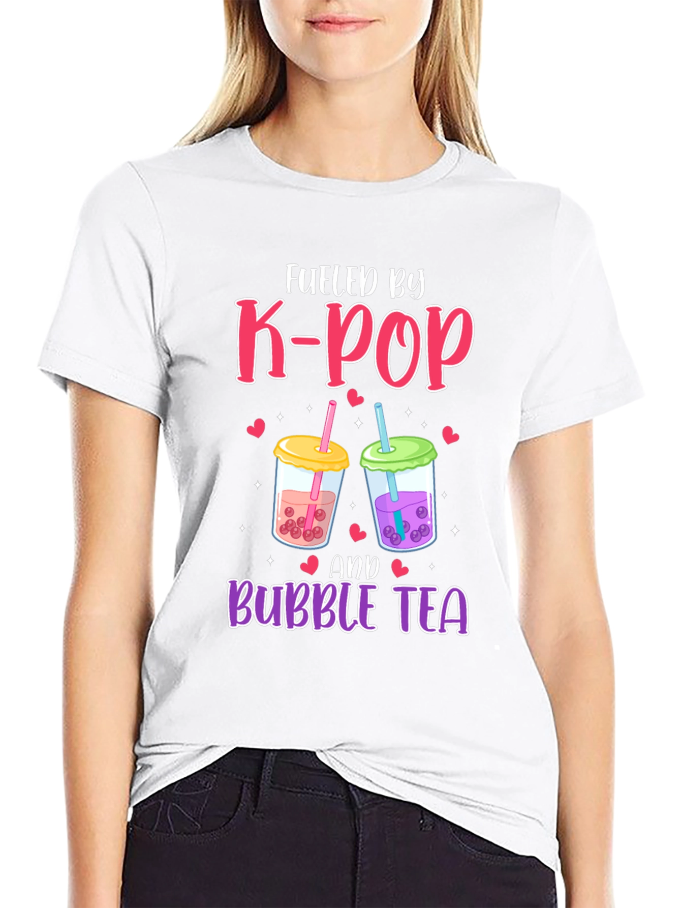 Fueled By K-Pop and Bubble Tea Black T-Shirt