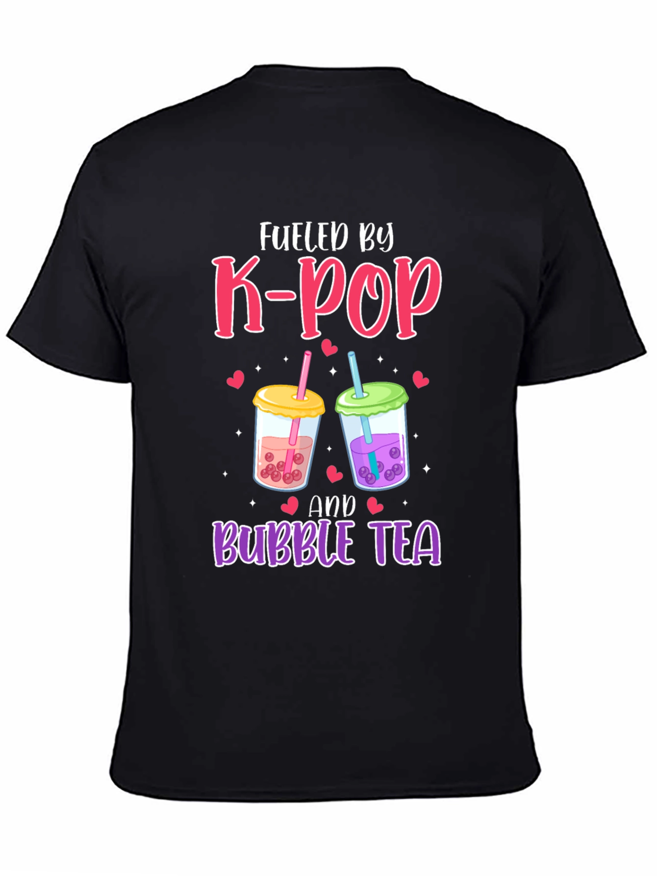 Fueled By K-Pop and Bubble Tea Black T-Shirt