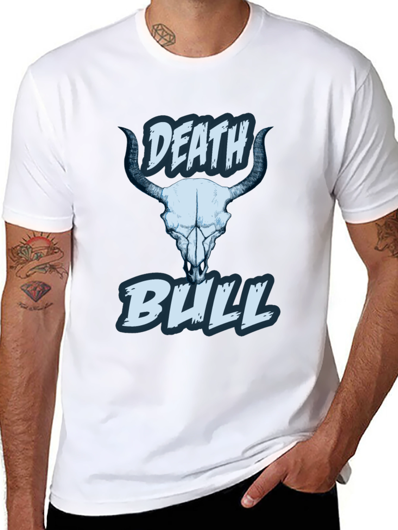 Death Bull Graphic Tee - Black Skull Design
