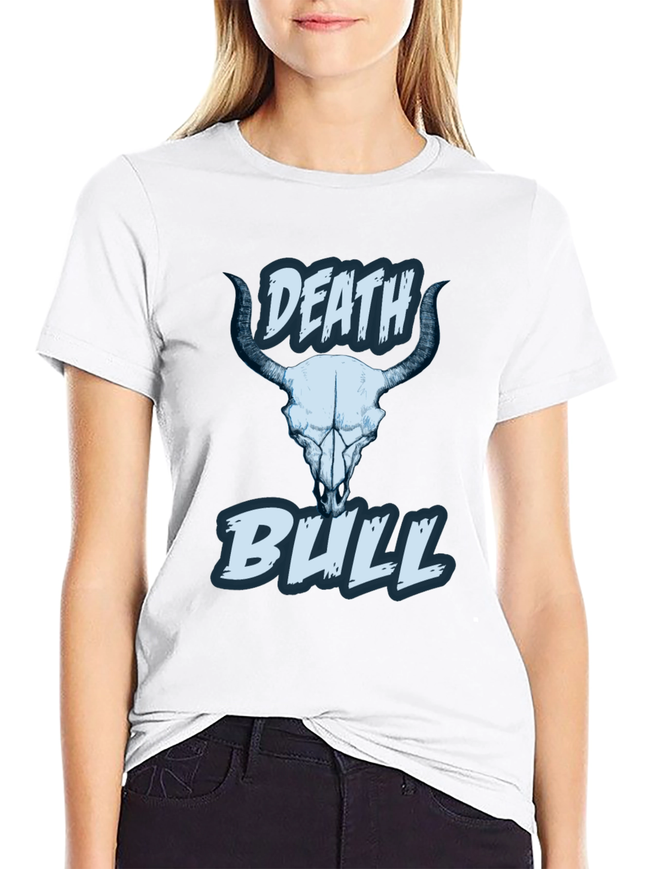 Death Bull Graphic Tee - Black Skull Design