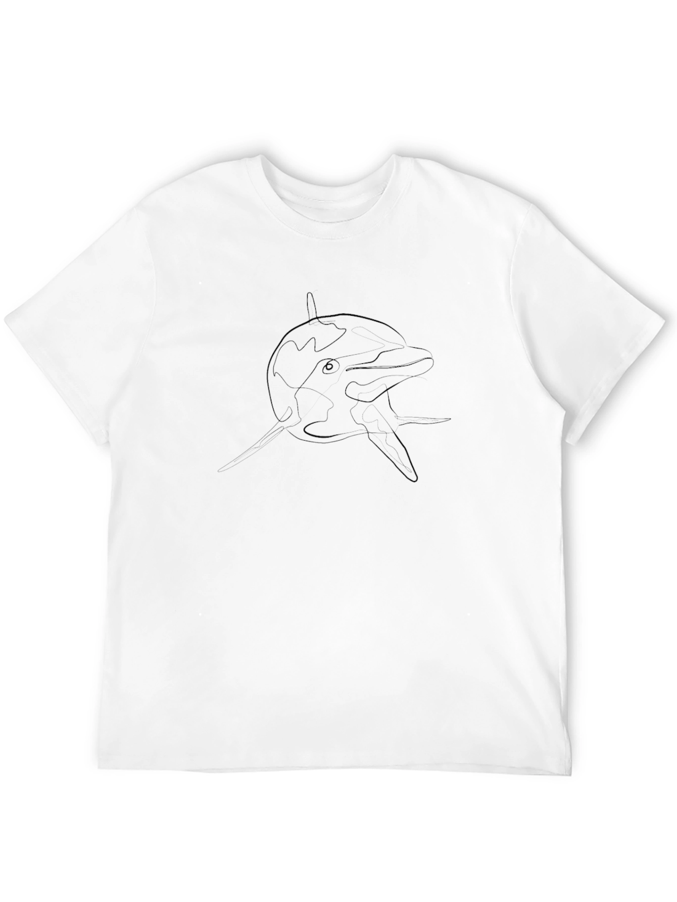 Minimalist Dolphin Line Art Black T-Shirt