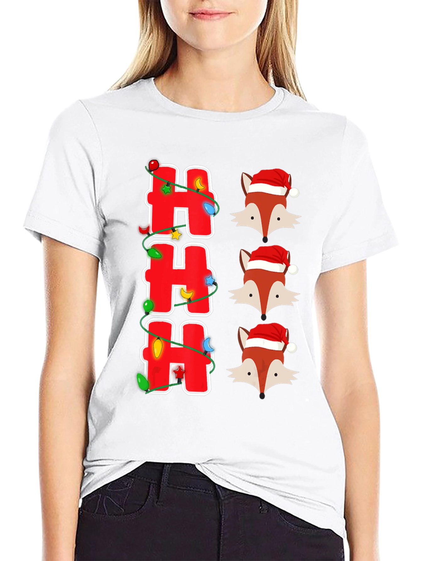 Festive Foxes Ho Ho Ho Christmas T-Shirt