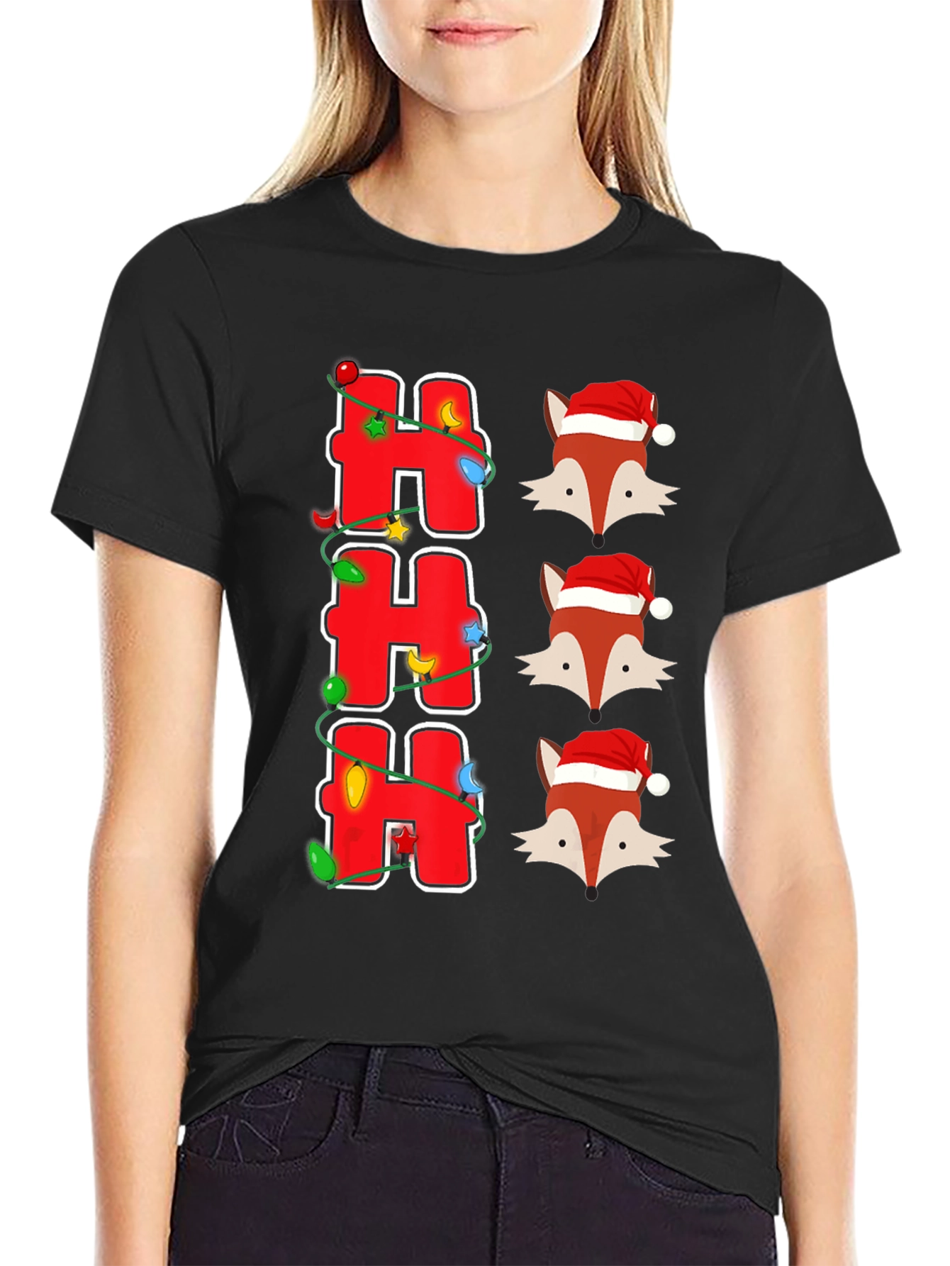 Festive Foxes Ho Ho Ho Christmas T-Shirt