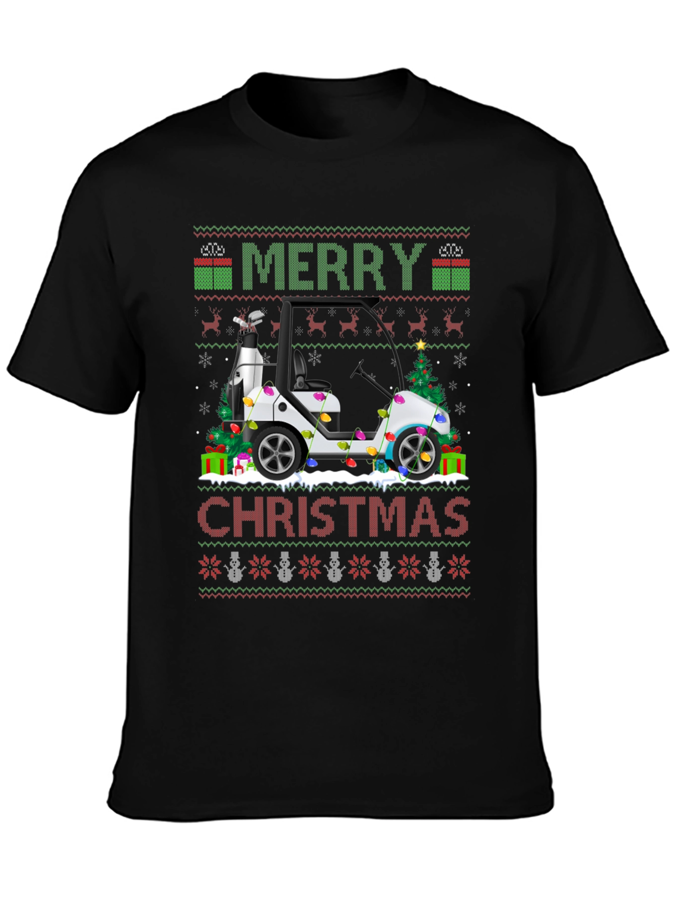 Merry Christmas Golf Cart Ugly Sweater T-Shirt