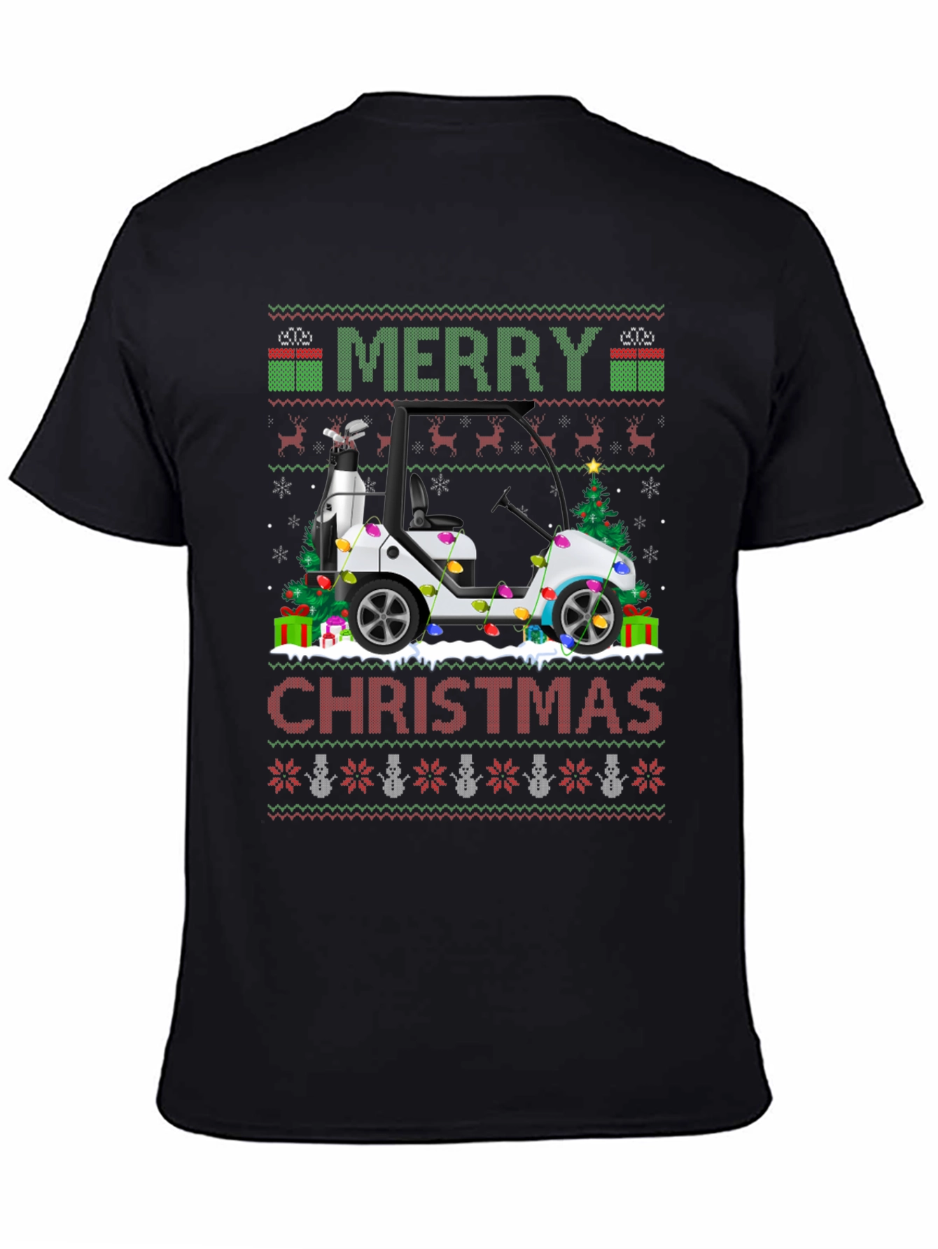 Merry Christmas Golf Cart Ugly Sweater T-Shirt