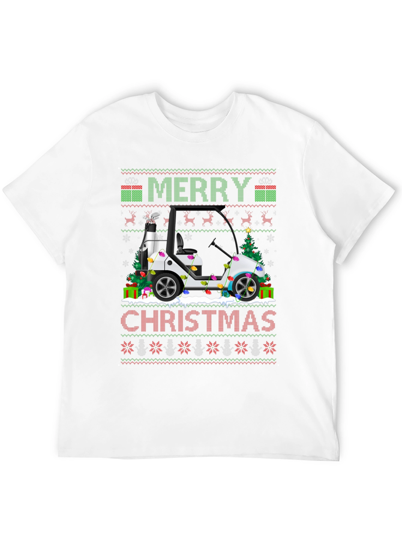 Merry Christmas Golf Cart Ugly Sweater T-Shirt