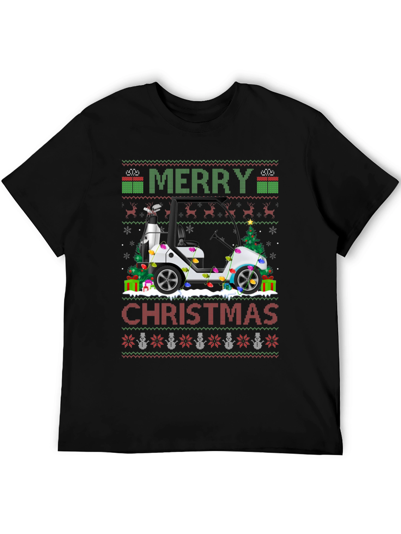 Merry Christmas Golf Cart Ugly Sweater T-Shirt