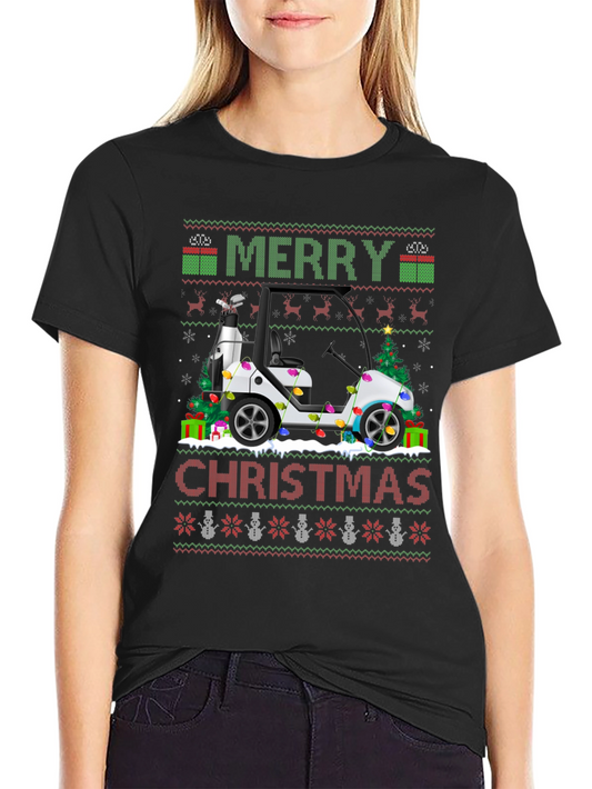 Merry Christmas Golf Cart Ugly Sweater T-Shirt