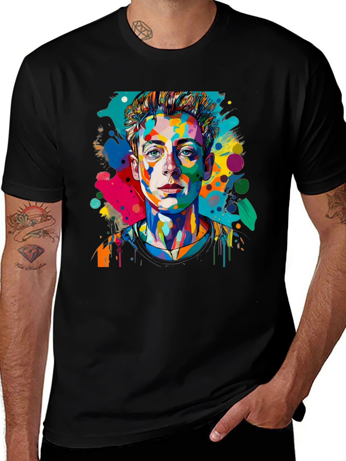 Pop Art Mans Black T-Shirt