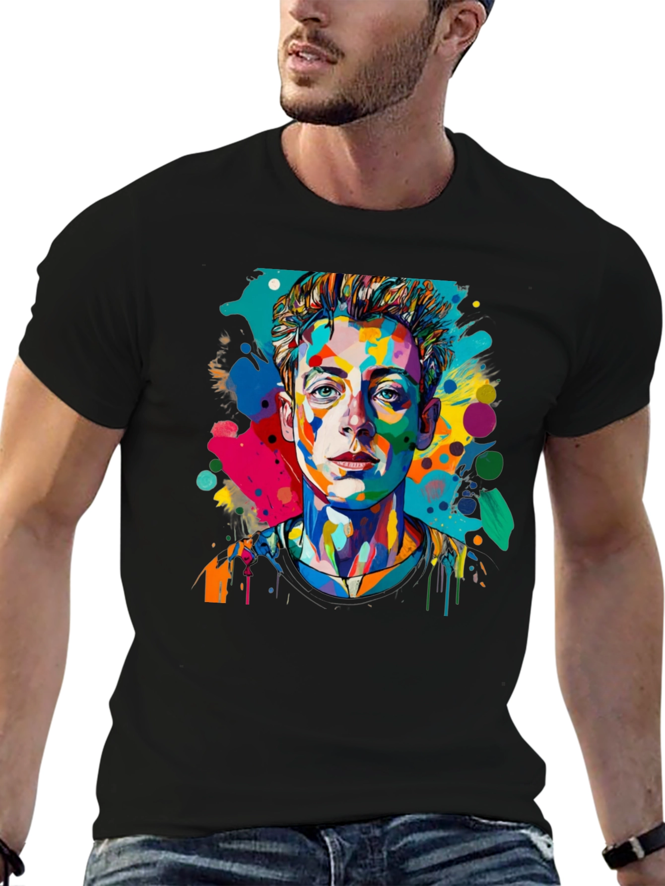 Pop Art Mans Black T-Shirt