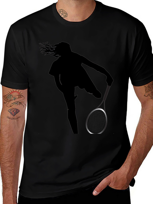 Tennis Player Silhouette Graphic T-Shirt