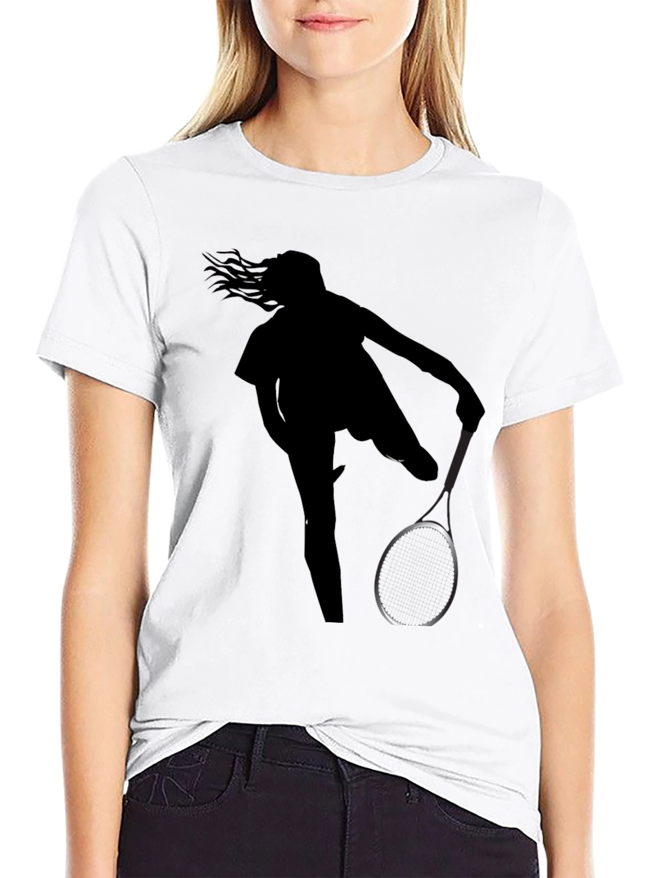 Tennis Player Silhouette Graphic T-Shirt
