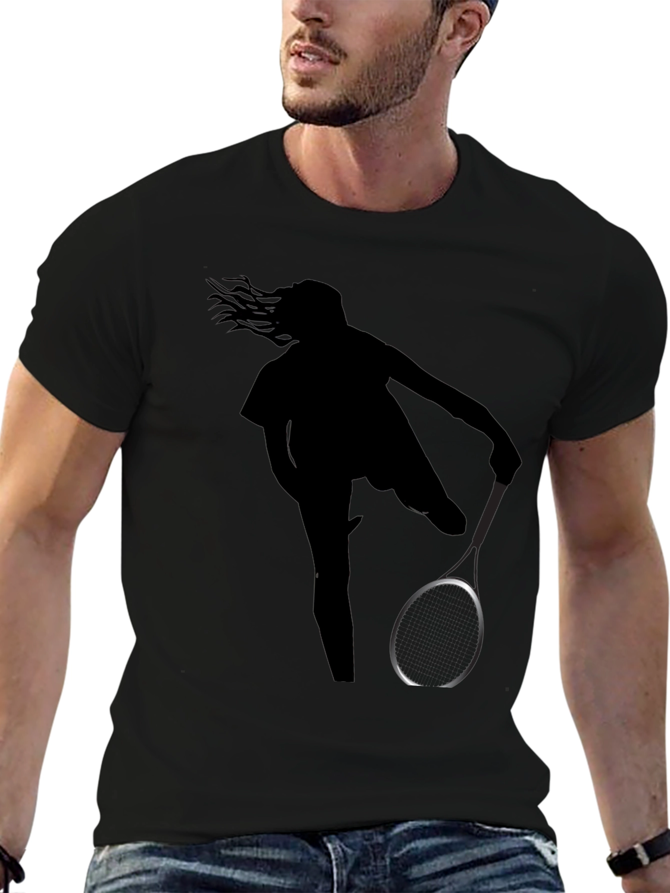 Tennis Player Silhouette Graphic T-Shirt