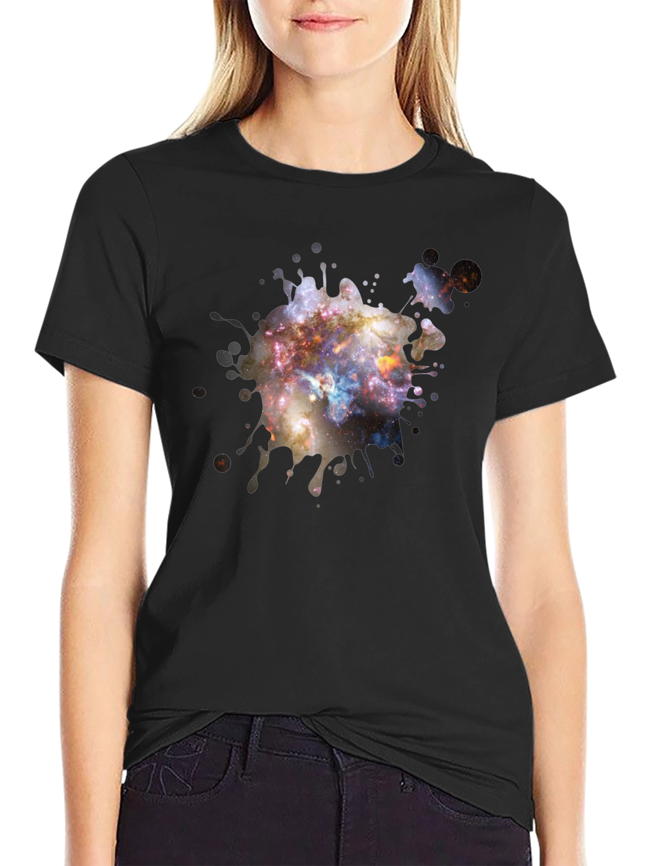 Galaxy Paint Splatter Black T-Shirt