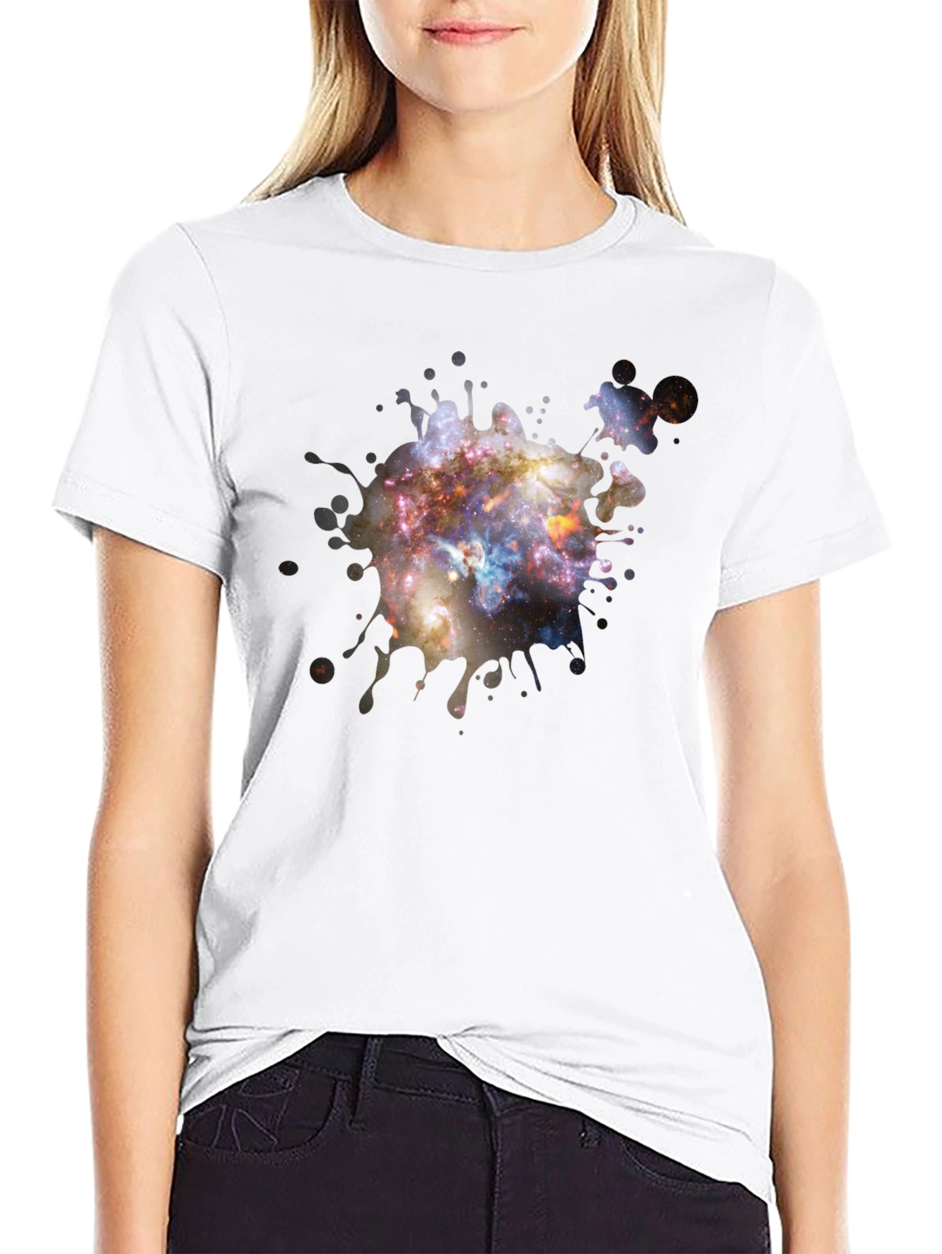 Galaxy Paint Splatter Black T-Shirt
